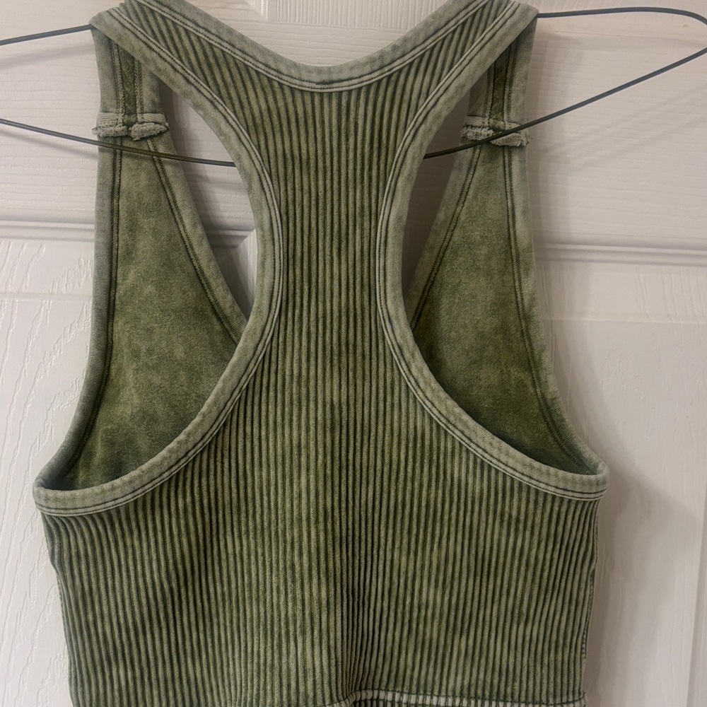 Zenana Outfitters Olive Ribbed V-Neck Tank - Picture 3 of 3